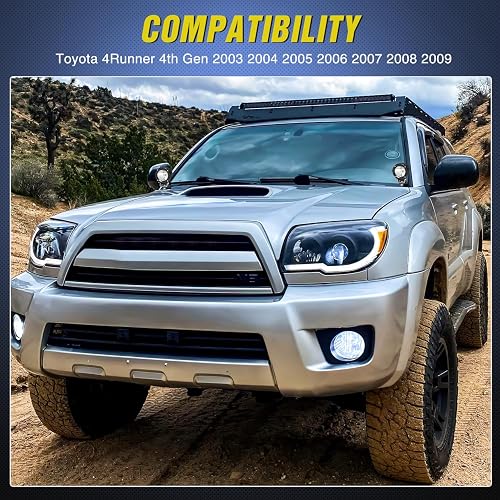 Nilight - Soporte de luz de zanja para campana, bisagras de capó, kit de soporte de montaje para luces LED auxiliares todoterreno, luces de trabajo compatibles con Toyota 4Runner 4ª generación 2003