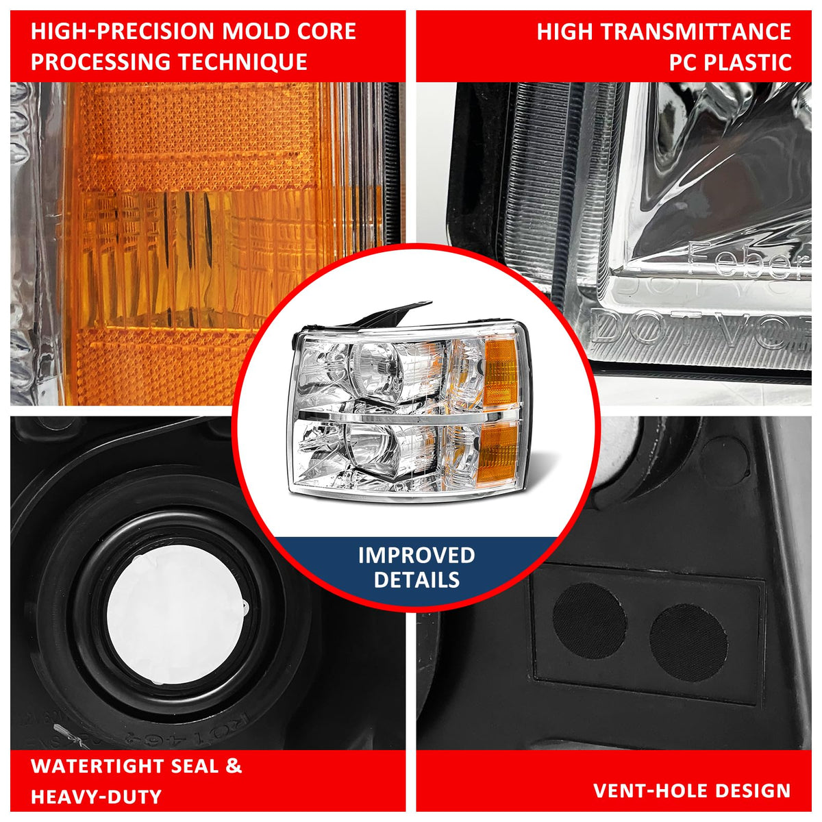 ADCARLIGHTS Chevy Silverado - Conjunto de faros delanteros para Chevy Silverado 2007-2013 1500/2007-2014 Silverado 2500HD 3500HD halógeno (2500HD/3500HD se adapta a modelos 2007 nuevo estilo de cuerpo
