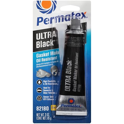 Permatex 82180 Ultra Black Máxima resistencia al aceite RTV Silicona Junta Maker, 3.35 oz. Tubo