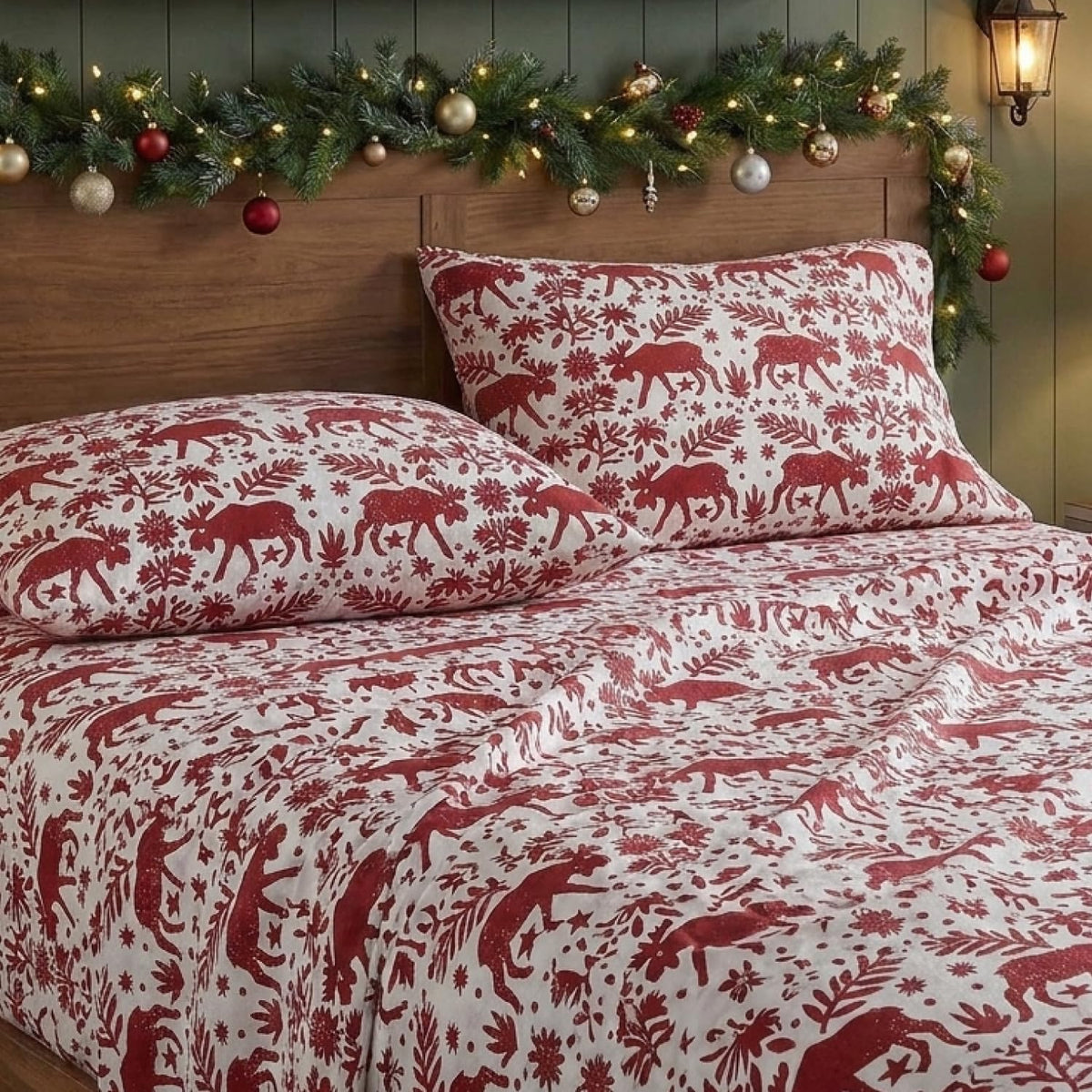 Eddie Bauer - Juego de sábanas de Franela de algodón, Cepillado para Mayor suavidad, decoración acogedora del hogar (Rojo Arcadia, tamaño Individual)