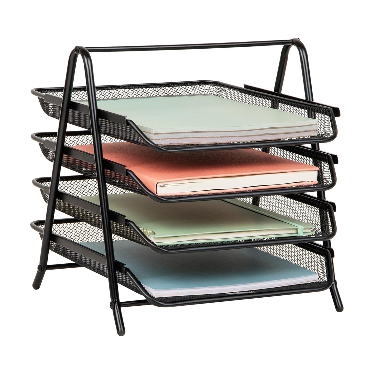 Mind Reader 5TPAPER-Blk - Organizador de Escritorio, 4 Tier Black, 1, 1 - Black