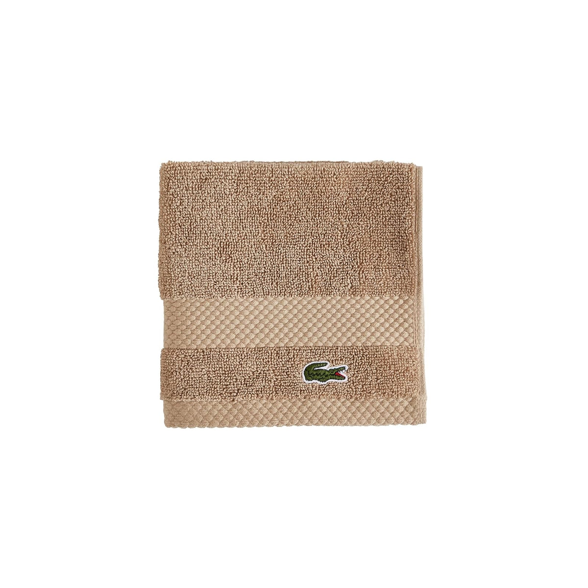 Lacoste Heritage Supima Colección de Toallas y Tapete de Baño - Wash Cloth 13x13 - Arena