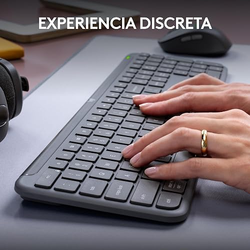 Logitech MK950 Signature Slim, Teclado y Mouse inalámbricos, diseño Elegante, Escritura y clicks discretos, Bluetooth, multisistema operativo, para Windows y Mac - Grafito