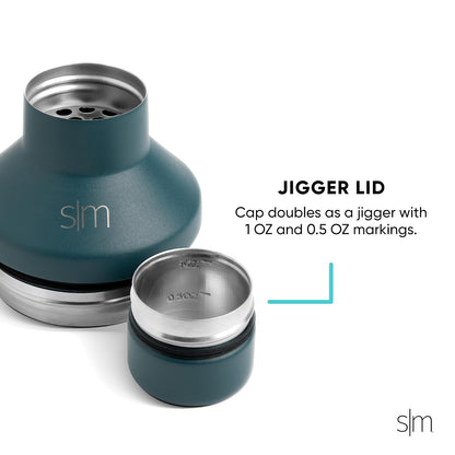 Simple Modern Coctelera con Tapa Medidora | Regalos De Acero Inoxidable Para Mujeres & Hombres | Classic Shaker Colección | 590ml | Sea Glass Sage