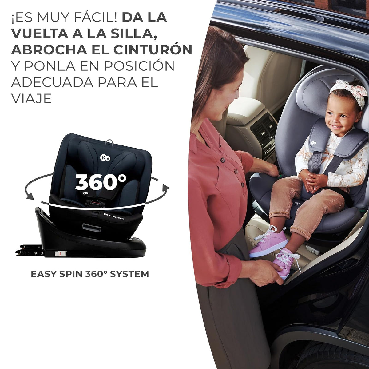 Kinderkraft I-GROW Autoasiento, I-SIZE 40-150 cm, Isofix, Silla automóvil bebé, Asiento infantiles, para niños, Ajustable, Sillade, RWF, FWF, Asiento de automóvil, 360º, Grupo 0+/1/2/3, 0-36 kg, Negro