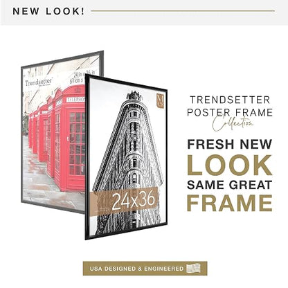 MCS 65549 Trendsetter Poster Frame, 24 by 36-Inch, Black | Trendsetter - Marco de póster para fotos e impresiones artísticas, cuelga vertical u horizontal, 24 x 36 pulgadas