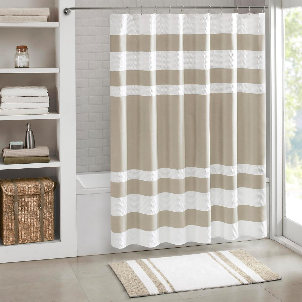 Madison Park MP70-1483 Shower Curtain, Taupe