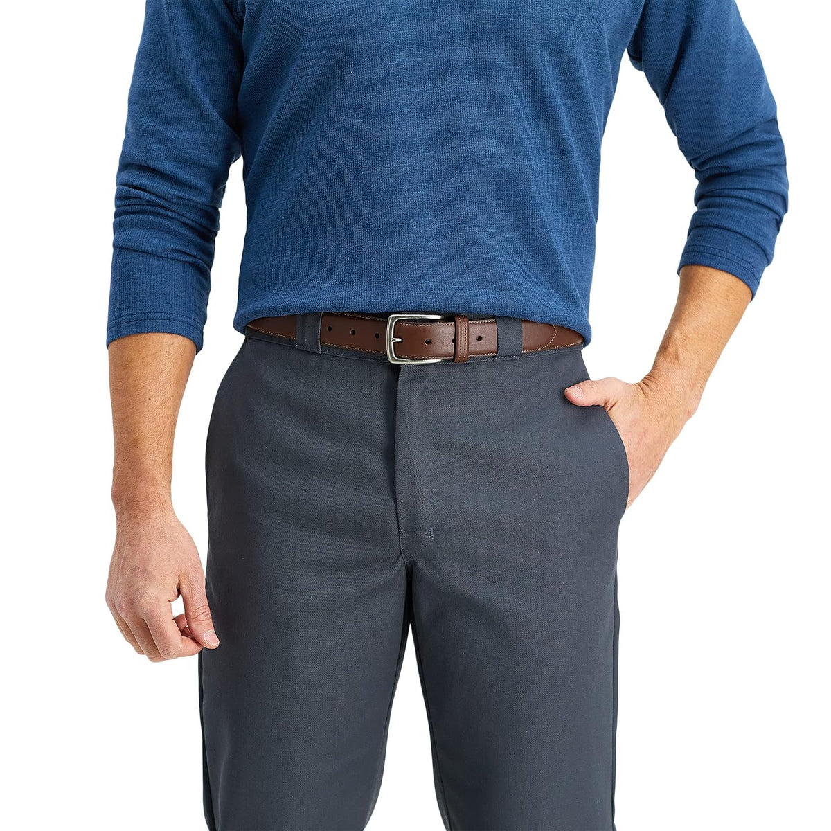 Columbia Cinturón cosido con logotipo de Trinity – Vestido casual con hebilla de una sola punta para jeans, caqui Cinturón para Hombre
