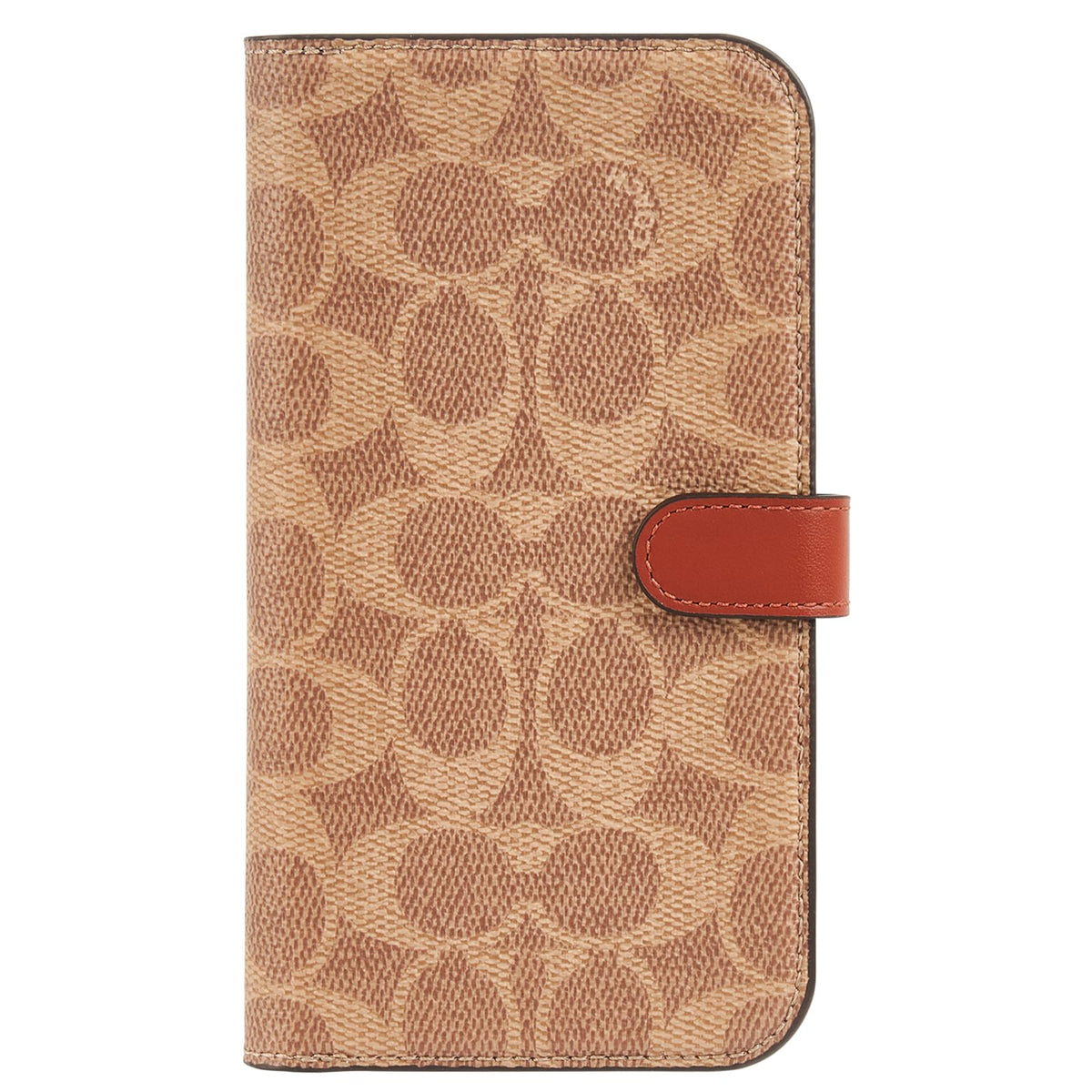 Coach Signature - Funda de Lona Desmontable de Dos Piezas para iPhone 15 Pro MAX, Compatible con Carga inalámbrica, Color café