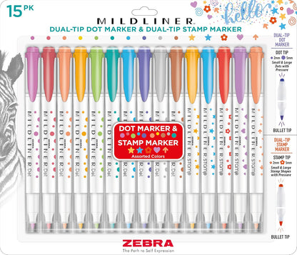 Zebra Pen Mildliner Marcador Doble Punta, Colores Surtidos - Surtido 15