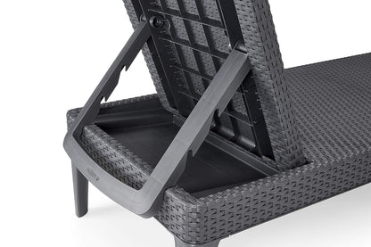 Keter Camastro Jaipur con Cojin, Ratán Sintético, Reclinable, Diseño Ergonómico Y Resistente A La Intemperie, para Jardín, Terraza O Piscina