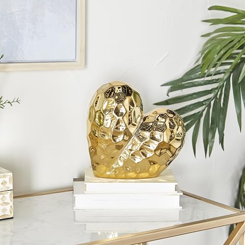 Deco 79 Glam Porcelain Sculpture, Statue and Sculpture for Home Decor, Decorations for Home, Art Decor Living Room, Office, Bedroom, 8" L x 3" W x 8" H, Gold
