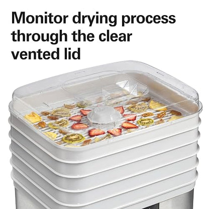 Hamilton Beach 32100A Deshidratador de Alimentos, 5 Bandejas Apilables, Gris