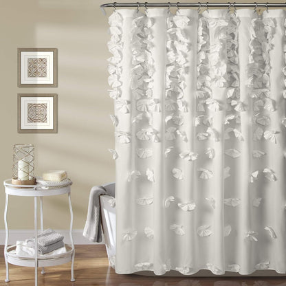 Lush Decor Riley - Cortina de Ducha, 72 x 72 Pulgadas, Gris Claro - Blanco