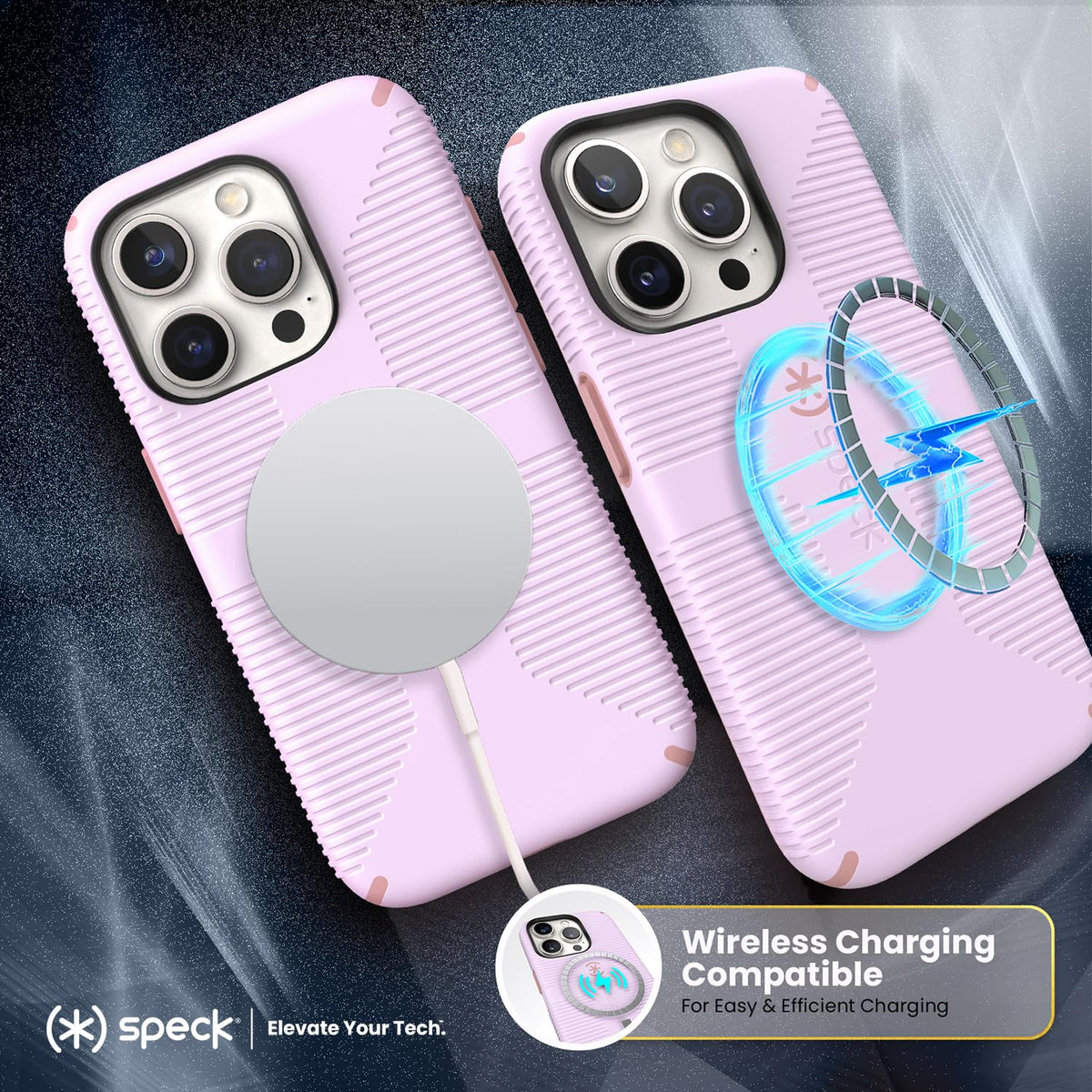 Speck - Funda para iPhone 15 Pro, construida para MagSafe, Agarre de protección contra caídas, Resistente a los arañazos, Tacto Suave, Funda de teléfono de 6.1 Pulgadas, Agarre CandyShell Suave