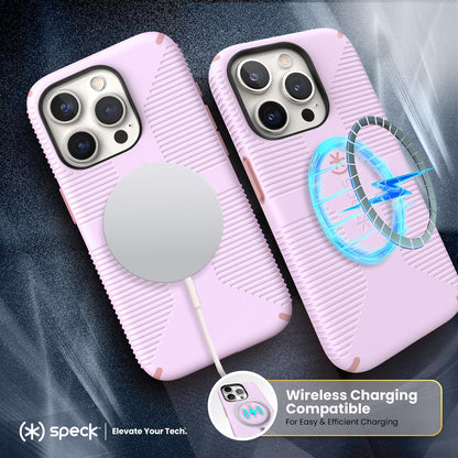 Speck - Funda para iPhone 15 Pro, construida para MagSafe, Agarre de protección contra caídas, Resistente a los arañazos, Tacto Suave, Funda de teléfono de 6.1 Pulgadas, Agarre CandyShell Suave