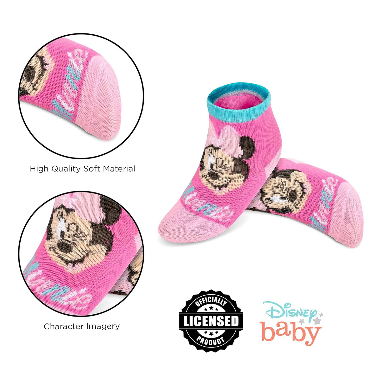 Disney Baby Girls & Boys Minnie Mouse, Mickey Mouse, Baby Shark, Justice League 10-pack Infant Sock 0-24 Months Calcetines bebés niños