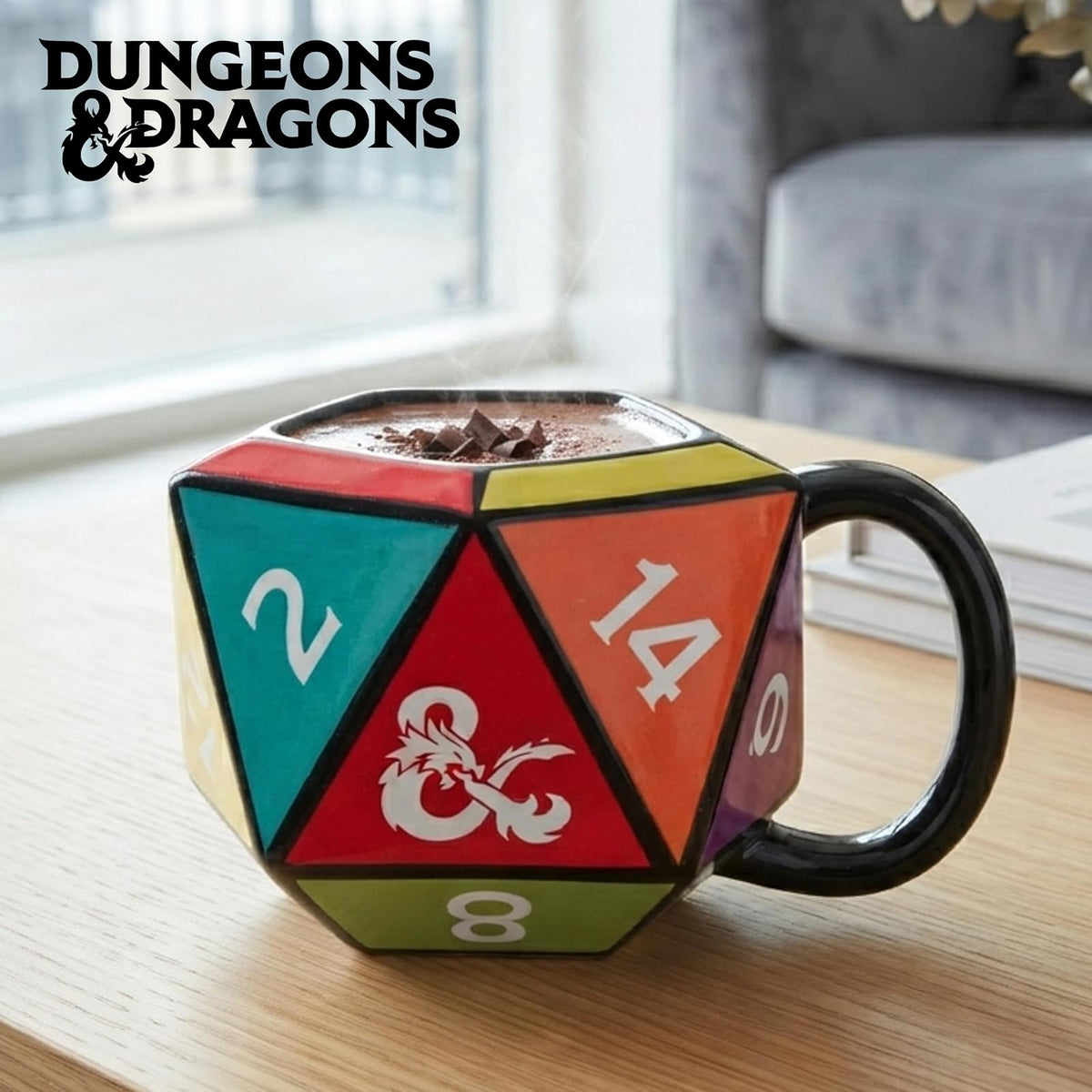 Silver Buffalo Dungeons & Dragons D20 - Taza esculpida 3D de cerámica, 20 onzas