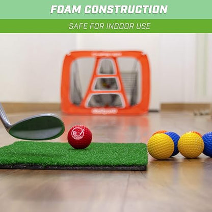 GoSports Foam Golf Practice Balls - Realistic Feel and Limited Flight | Soft for Indoor or Outdoor Training | Choose Between 16 Pack or 64 Pack