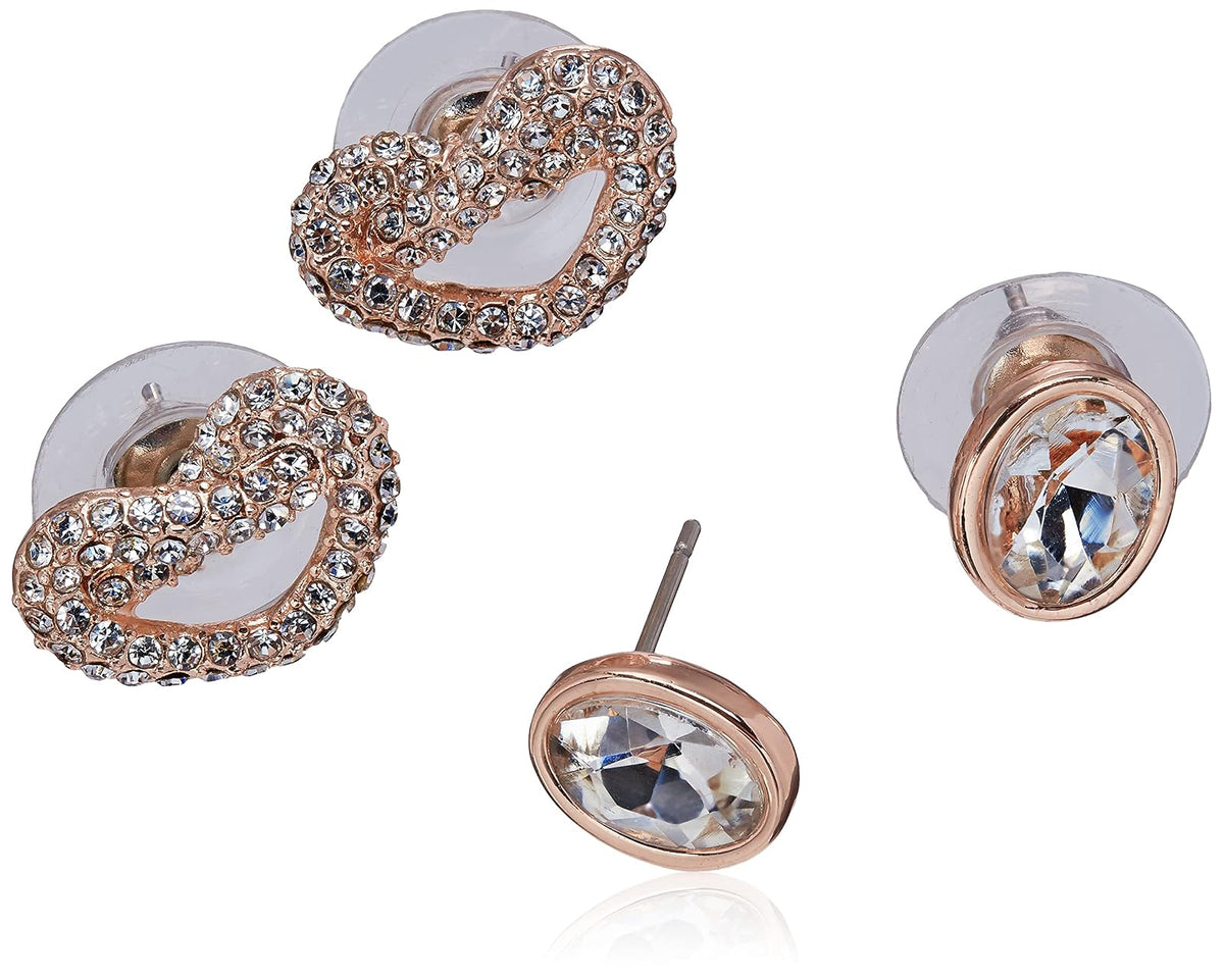 T Tahari Pendientes de corazón y corazón pavé de cristal