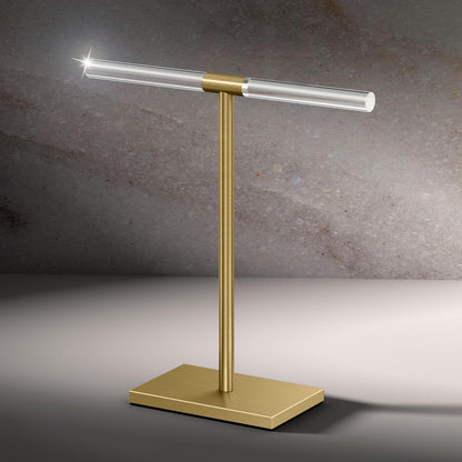 Gatco 1344B, Soporte de Toalla de encimera no Empotrado con Base Rectangular Moderna, latón Cepillado/acrílico, 10.5 Pulgadas de Ancho x 11.2 Pulgadas de Alto, Estilo T para baño, toallero de Cocina