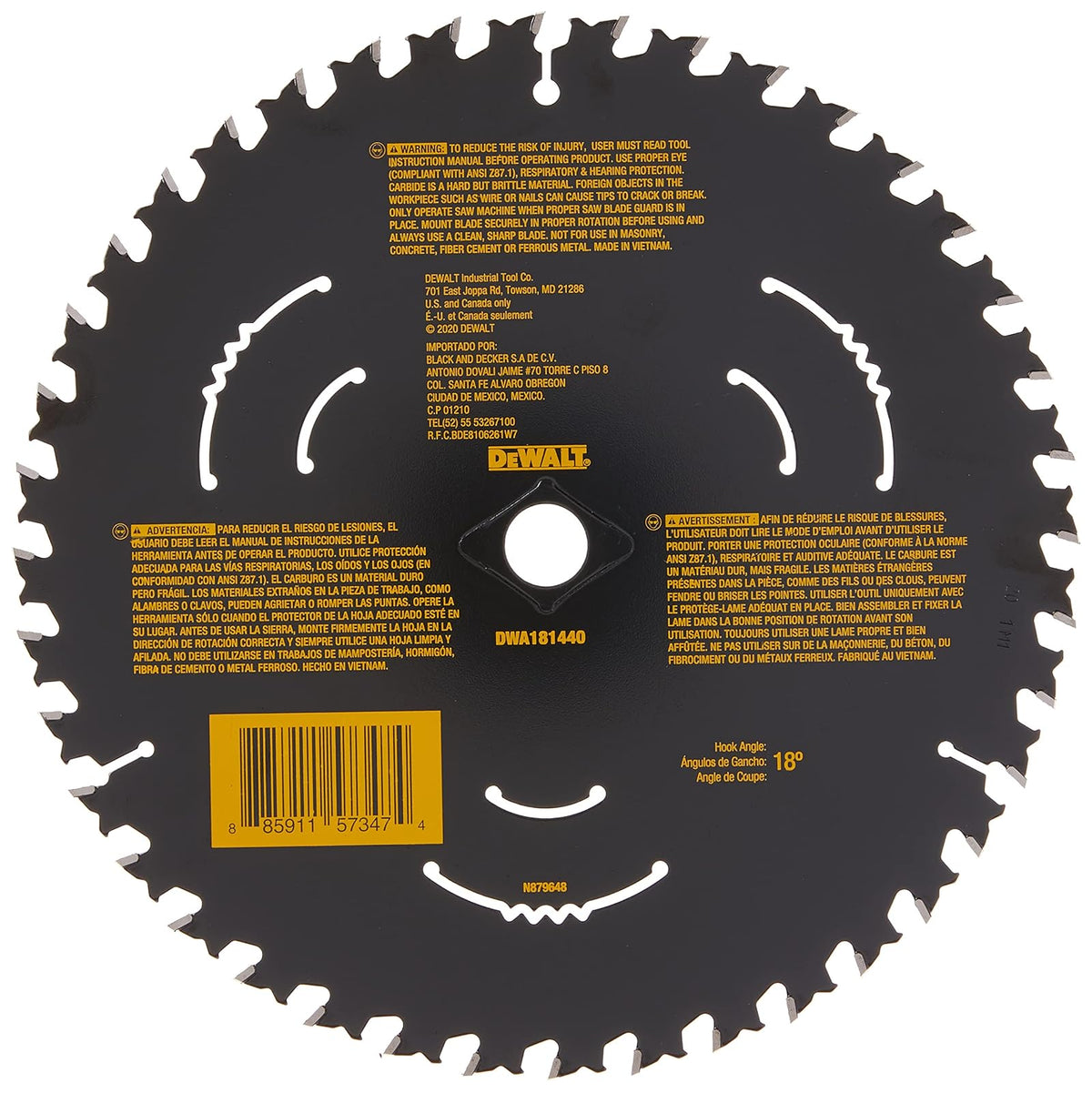 DEWALT DWA181440 Disco Sierra Circular 8-1/4 pulgadas