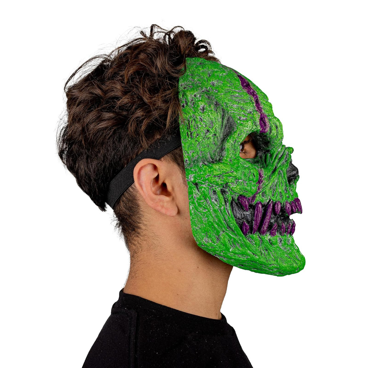 Ghoulish Productions Máscara De Látex Skull fangs Green Monster, Urban Mask Efecto Neón Calavera Creepy, Disfraz Aterrador para Halloween y Fiestas Temáticas, Cosplay, Diseño Artesanal Face Mask