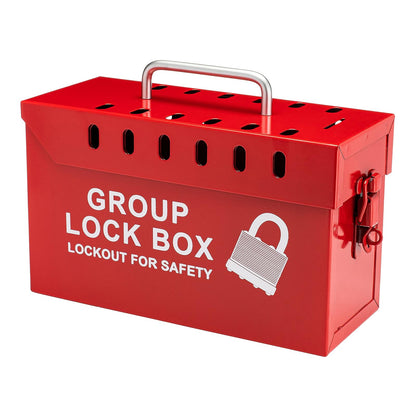 Zing Green Products 7299R-UN - Caja portátil de acero para etiquetar con bloqueo grupal, caja de bloqueo acepta hasta 13 candados, 10 x 6 x 4 pulgadas, rojo