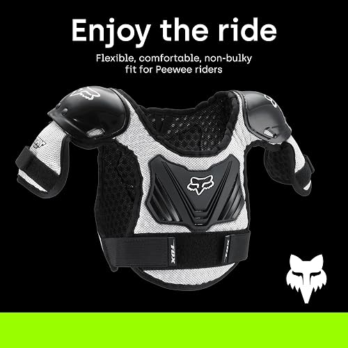 Fox Racing PeeWee Titan Youth Boys Roost Deflector MX/Off-Road/Dirt Bike Motorcycle Body Armor - Black/Silver / Medium/Large