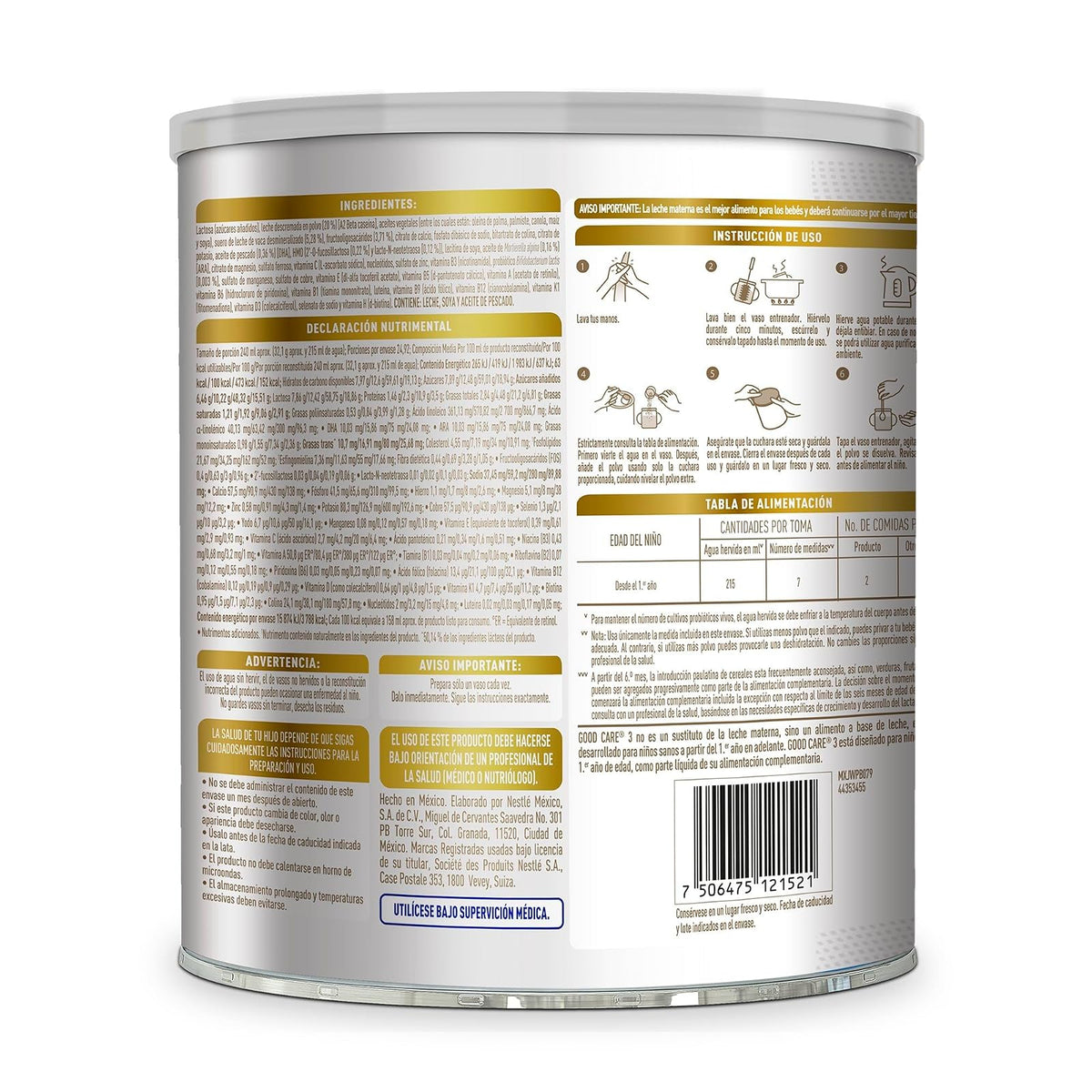 Good Care 3 Alimento Para Niños de Corta Edad A Base De Leche, Lata 800 g