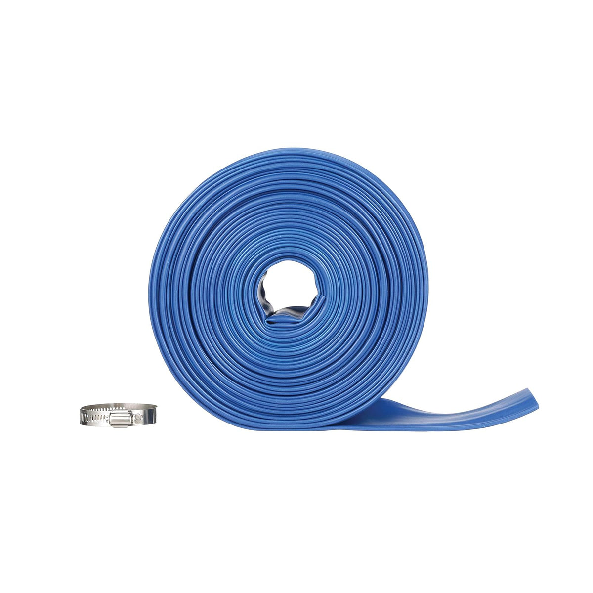 Blue Devil - Manguera de Lavado de 75 pies para Piscina con Abrazadera de Manguera, 2 Pulgadas de Ancho x 75 pies de Largo