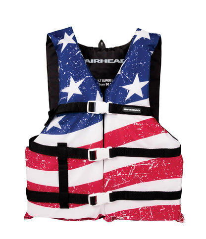 SPORTSTUFF Stars and Stripes Life Jacket, US Coast Guard Approved, Type III, Adult, Child, Youth Sizes - Youth