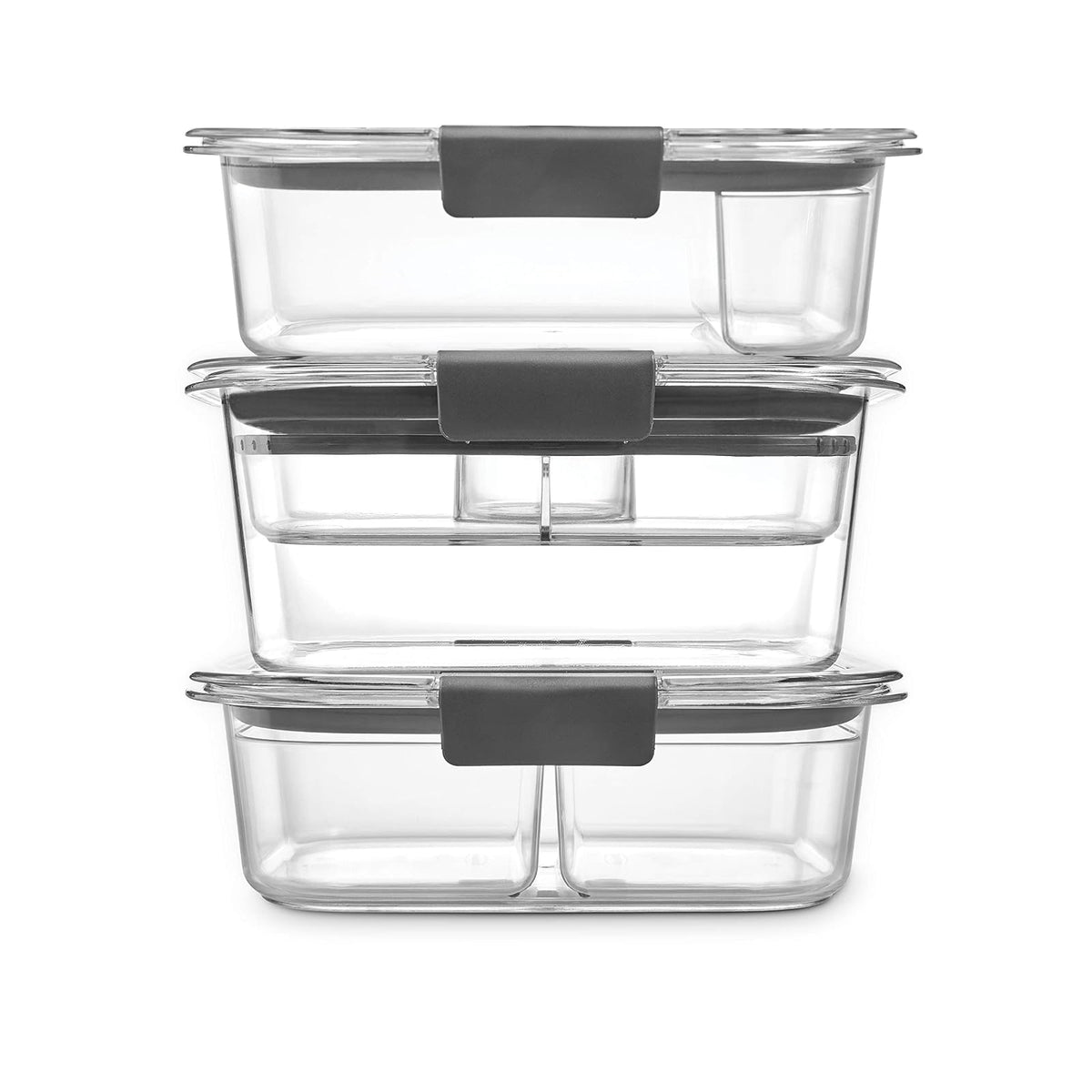 Rubbermaid 2108371 - Juego de 12 recipientes de plástico con tapas, a prueba de fugas, estilo caja de Bento, para sándwich y ensalada, transparente