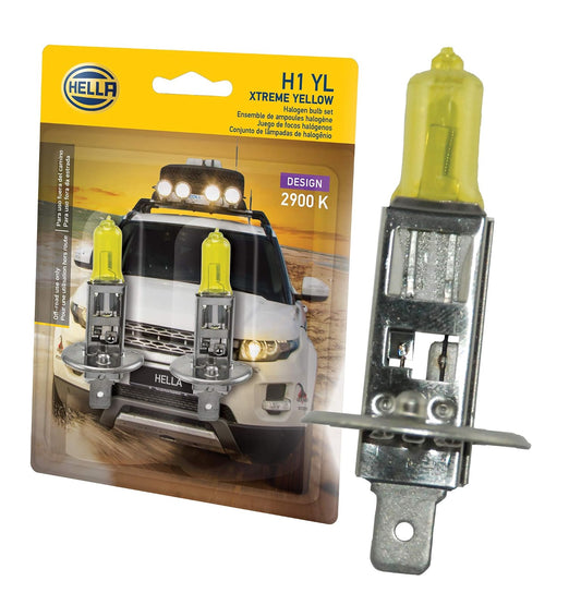 Hella H1 YL Focos Xtreme Yellow Kit de 2 Focos HELLA Extreme Yellow H1. Número de Parte HELLA: H1 YL en Blíster, H1, Amarillo Empaque de, 2 Empaque de
