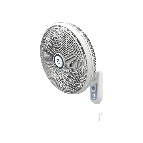 NAVIA Ventilador de Pared de 16 Pulgadas M016P | 3 Velocidades | Fácil montaje | Silencioso | Cabeza inclinable y Ocilación horizontal