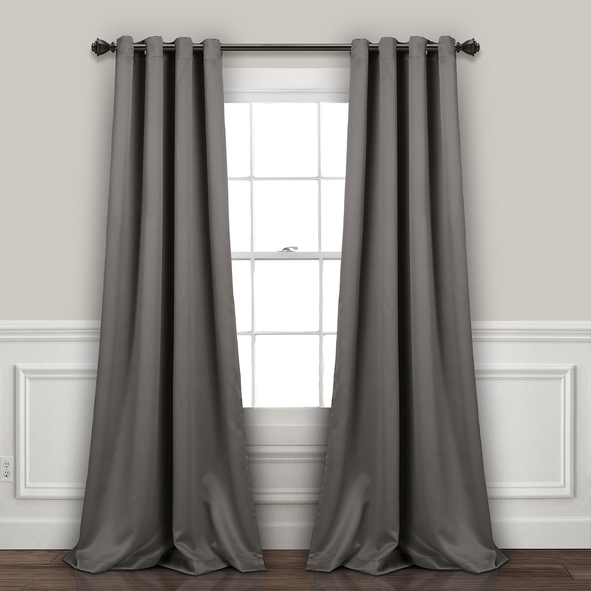 Lush Decor Cortinas Opacas con Ojales, Par - 132.1An x 213.4Al cm (2 Paneles) - Gris Oscuro