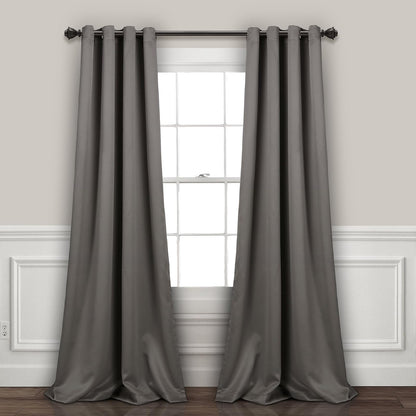 Lush Decor Cortinas Opacas con Ojales, Par - 132.1An x 213.4Al cm (2 Paneles) - Gris Oscuro
