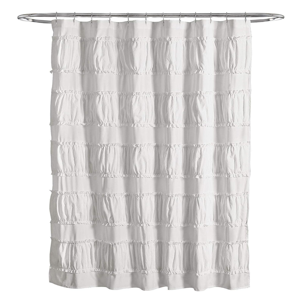 Lush Decor Nova Ruffle Shower Curtain, 72" x 72", White