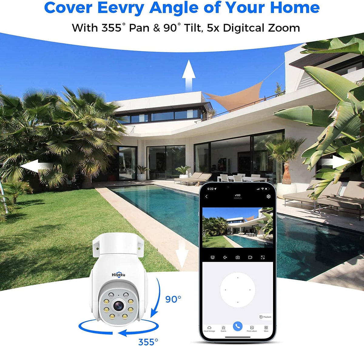 Omibum 4CH 3.0MP inalá mbrico WiFi PTZ 7 Pulgadas LCD Kit Seguridad Cámara de Vigilancia Interior, Audio Bidireccional, Control Remoto, Detección de Movimiento, Visión Nocturna