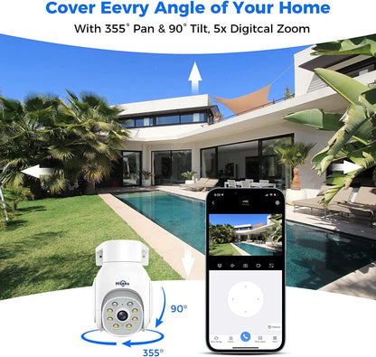 Omibum 4CH 3.0MP inalá mbrico WiFi PTZ 7 Pulgadas LCD Kit Seguridad Cámara de Vigilancia Interior, Audio Bidireccional, Control Remoto, Detección de Movimiento, Visión Nocturna