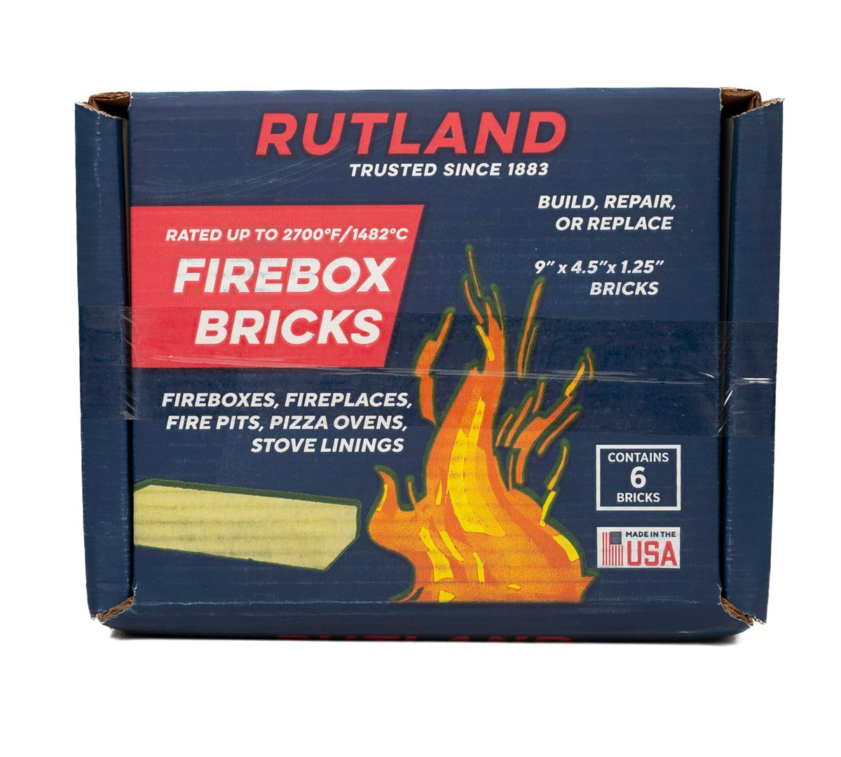 Rutland Products - Ladrillo de Fuego, 6 Unidades, Paquete de 1