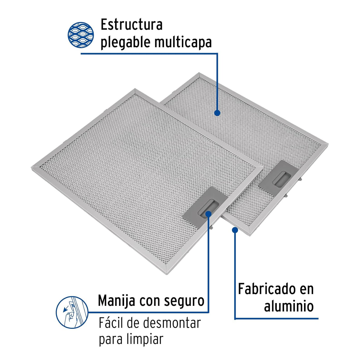 Foset FILM-C60, Juego de 2 filtros de aluminio para campana CAME-60