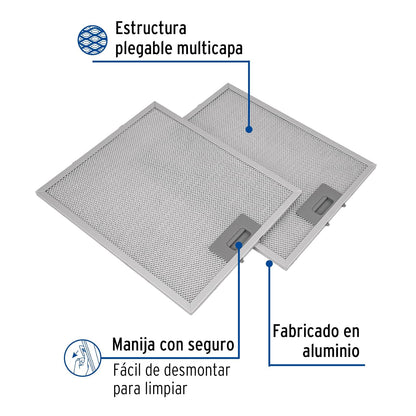 Foset FILM-C60, Juego de 2 filtros de aluminio para campana CAME-60