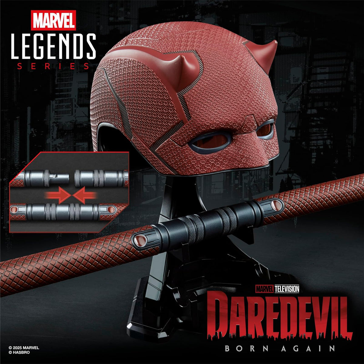 Marvel Legends Series, Daredevil: Born Again, Mascara Premium para Juego de rol y bastón de Combate