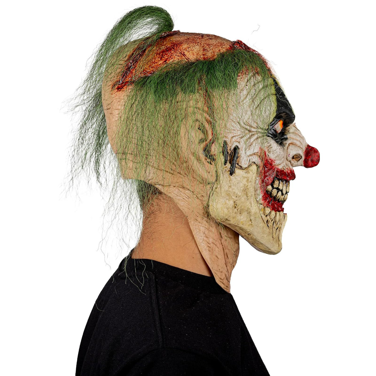 Ghoulish Productions Máscara De Látex Cracked Clown, Accesorio Látex Cosplay Payaso de Miedo, Disfraz Aterrador para Halloween y Fiestas Temáticas, Cosplay Bufón Creepy, Diseño Artesanal