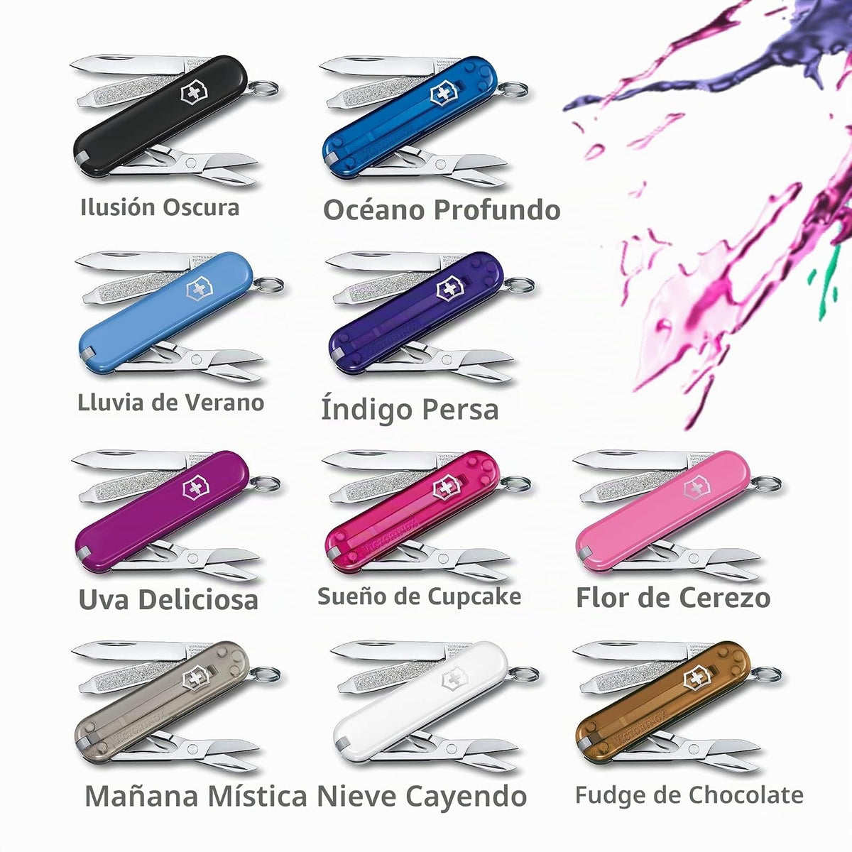 Victorinox Navaja Classic Colors, 7 Usos, Cupcake Dream, 58 mm | Herramienta plegable compacta de 58 mm incluye tijeras, lima de uñas, destornillador y pinzas. Escamas ABS duraderas en