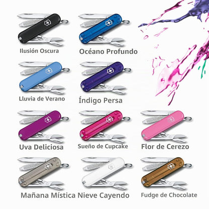 Victorinox Navaja Classic Colors, 7 Usos, Cupcake Dream, 58 mm | Herramienta plegable compacta de 58 mm incluye tijeras, lima de uñas, destornillador y pinzas. Escamas ABS duraderas en