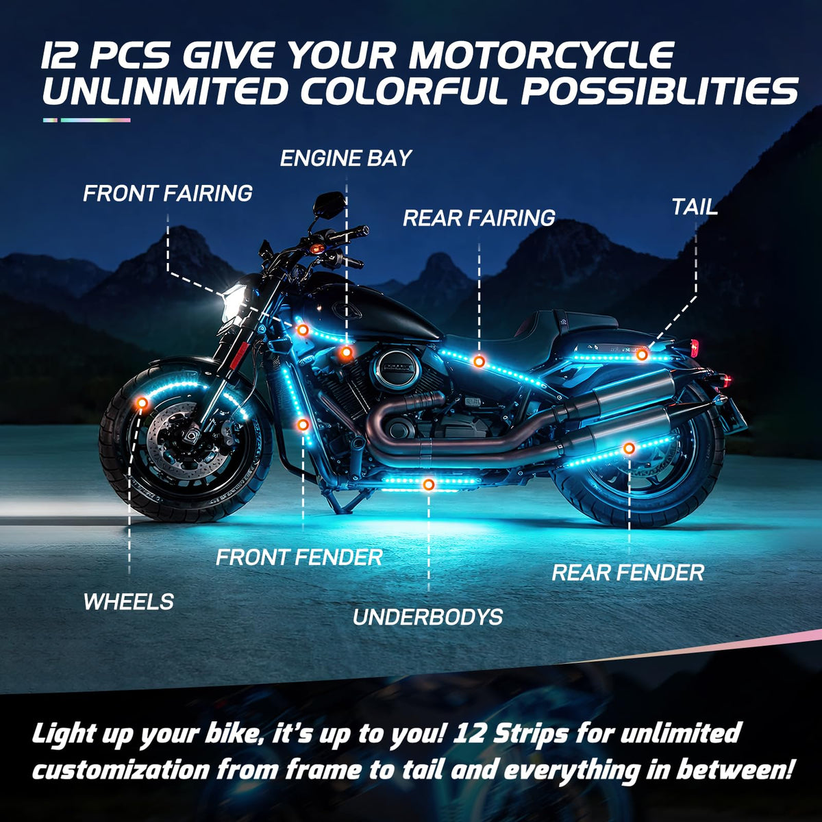 Nilight TL-35 - Luces LED RGB para Motocicleta, Impermeable, Multicolor, con Mandos a Distancia Inalámbricos RF Duales, 2 Años Garantía