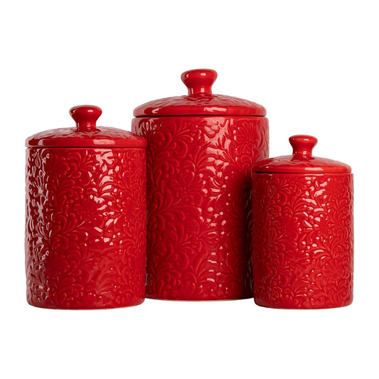 10 Strawberry Street Juego de Recipientes Almacenamiento Flora | Rojo, 3 piezas, 25 fl oz, 33 fl oz, 60 fl oz