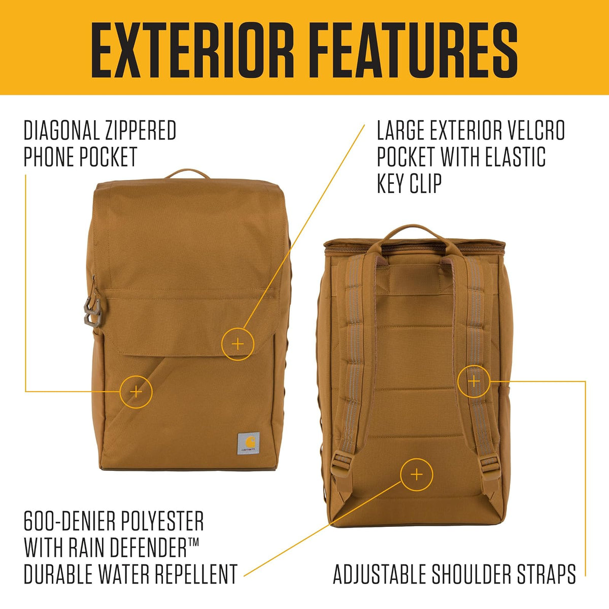 Carhartt 21l Top-load Backpack, Durable Water Resistant Coated Canvas Base W/ 17" Laptop Sleeve Mochila Unisex adulto